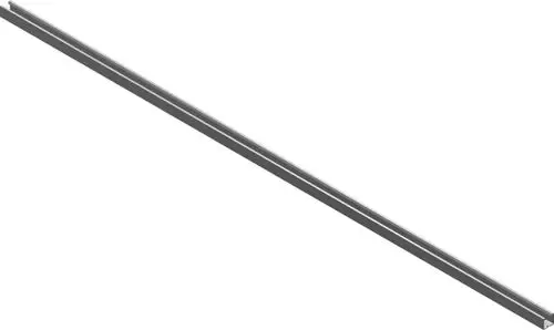 Lange, schmale Aluminiumprofil mit gerader Kante, möglicherweise für Montagezwecke. Produkt von Bosch, geeignet für diverse Anwendungen im Bau- oder Technikbereich.